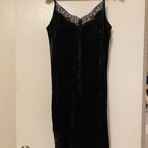Crushed velvet and lace dress